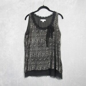 Cabi Black Lace Tank Top Medium Sleeveless Ribbon Detail Elegant Party